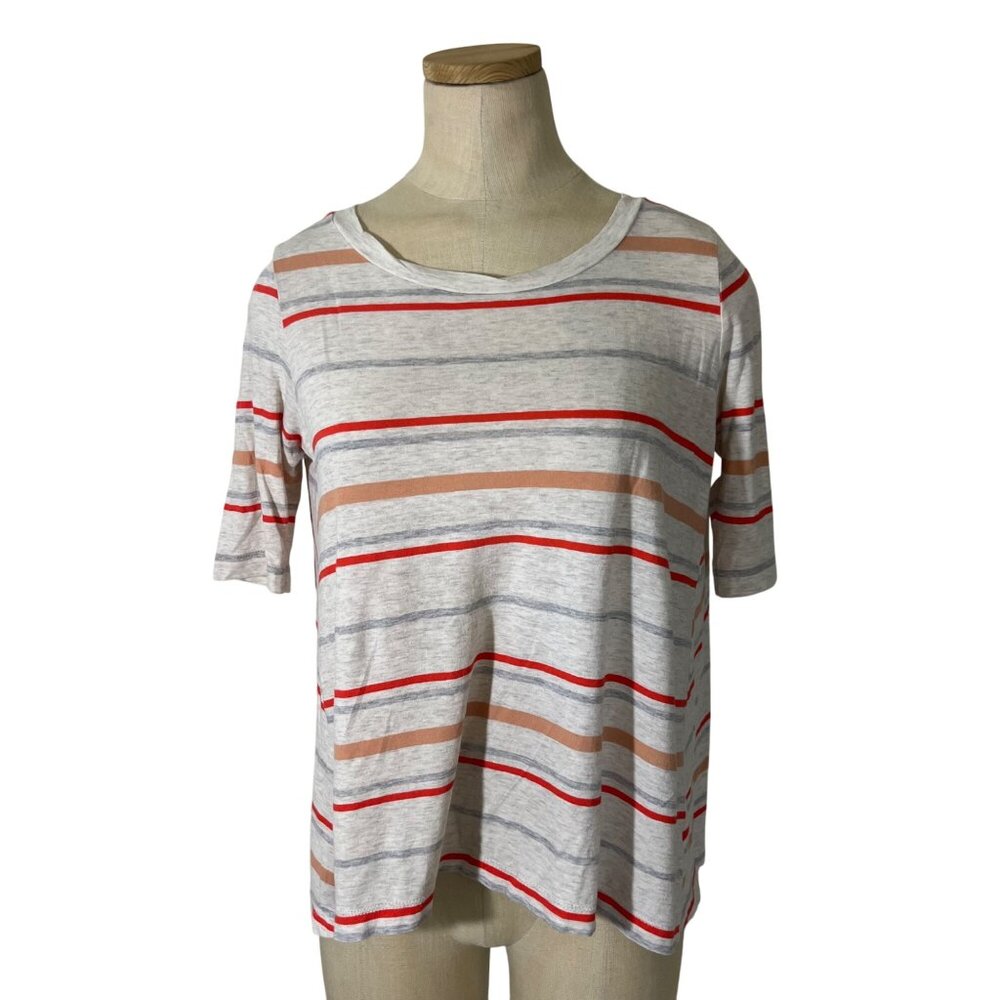 Closet Closing Sale! Demylee t shirt women's XS off white red pink stripe short